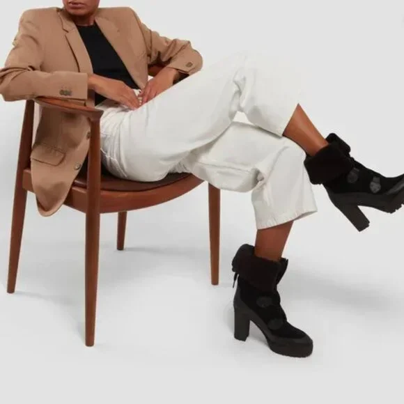 See by Chloe Claudie Shearling Leather Suede Boots SZ IT38 US 7 - 7.5 in Black - Picture 7 of 7